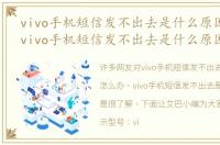 vivo手机短信发不出去是什么原因怎么办，vivo手机短信发不出去是什么原因