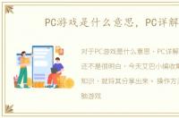 PC游戏是什么意思，PC详解
