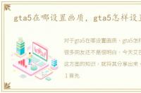 gta5在哪设置画质，gta5怎样设置画质