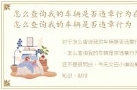 怎么查询我的车辆是否违章行为在哪里查，怎么查询我的车辆是否违章行为