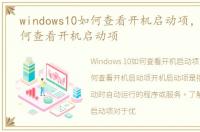 windows10如何查看开机启动项，Win11如何查看开机启动项