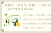 吐槽是什么意思 解释，吐槽是什么意思——几种网络语言解释