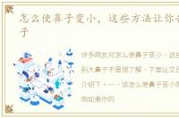 怎么使鼻子变小，这些方法让你告别大鼻子