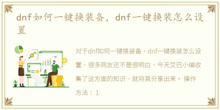 dnf如何一键换装备，dnf一键换装怎么设置
