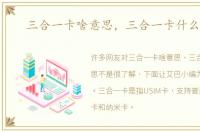 三合一卡啥意思，三合一卡什么意思