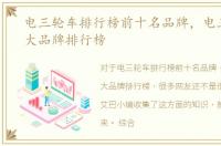电三轮车排行榜前十名品牌，电三轮车十大品牌排行榜