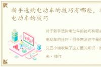 新手选购电动车的技巧有哪些，新手选购电动车的技巧