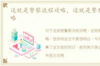 这就是警察流程攻略，这就是警察案件攻略