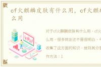 cf火麒麟皮肤有什么用，cf火麒麟皮肤怎么用