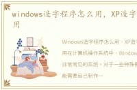 windows造字程序怎么用，XP造字程序怎么用