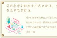 引用参考文献在文中怎么标注，参考文献在文中怎么标注