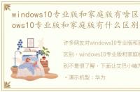 windows10专业版和家庭版有啥区别，windows10专业版和家庭版有什么区别
