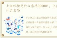上证综指是什么意思000001，上证综指是什么意思