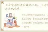 王者荣耀刘备应该怎么玩，王者荣耀刘备怎么玩攻略