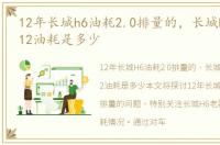 12年长城h6油耗2.0排量的，长城h6老款2012油耗是多少