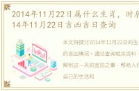 2014年11月22日属什么生肖，时辰吉凶:2014年11月22日吉凶吉日查询