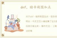 dnf，暗帝刷图加点
