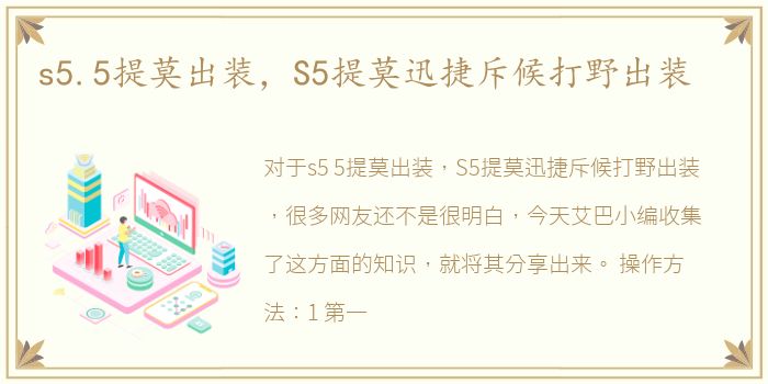 s5.5提莫出装，S5提莫迅捷斥候打野出装