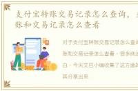 支付宝转账交易记录怎么查询，支付宝转账和交易记录怎么查看