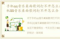 手机qq音乐桌面歌词打不开怎么办呀，手机QQ音乐桌面歌词打不开怎么办