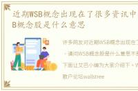 近期WSB概念出现在了很多资讯中，请问WSB概念股是什么意思