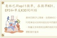 奥林巴斯epl1微单，在微单K01、奥林巴斯EP3和单反K30间纠结