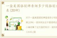 一盒美国骆驼牌香烟多少钱骆驼香烟价格表(20种)