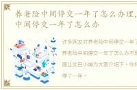 养老险中间停交一年了怎么办理，养老险中间停交一年了怎么办