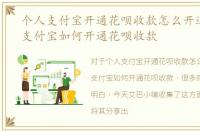 个人支付宝开通花呗收款怎么开通，个人支付宝如何开通花呗收款