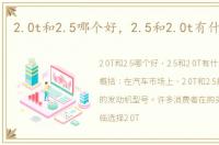 2.0t和2.5哪个好，2.5和2.0t有什么区别