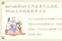 matlab读txt文件需要什么函数，Matlab读取txt文件的超简单方法