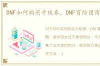 DNF如何购买升级劵，DNF冒险团商店攻略
