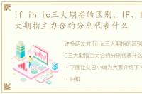 if ih ic三大期指的区别，IF、IH、IC三大期指主力合约分别代表什么