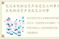 笔记本电脑没有声音是怎么回事儿?，笔记本电脑没有声音是怎么回事
