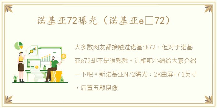 诺基亚72曝光（诺基亚e 72）