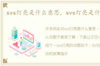 svs灯亮是什么意思，svs灯亮是什么问题