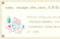cube，escape_the_cave_完整通关攻略