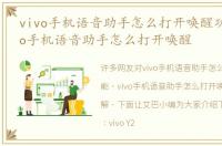 vivo手机语音助手怎么打开唤醒功能，vivo手机语音助手怎么打开唤醒