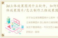 3d立体效果图用什么软件，如何制作3D立体效果图片/怎么制作三维效果图