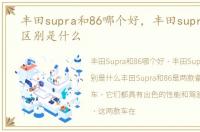 丰田supra和86哪个好，丰田supra和86的区别是什么