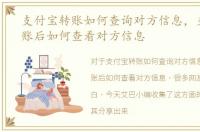 支付宝转账如何查询对方信息，支付宝转账后如何查看对方信息