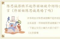 陈思诚很瞧不起佟丽娅被介绍给金主系谣言（佟丽娅陈思诚离婚了吗）
