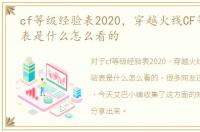 cf等级经验表2020，穿越火线CF等级经验表是什么怎么看的