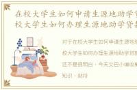 在校大学生如何申请生源地助学贷款，在校大学生如何办理生源地助学贷款