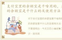 支付宝里的余额宝是干啥用的，支付宝中的余额宝是干什么的及使用方法