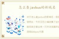 怎么查javbus的新域名