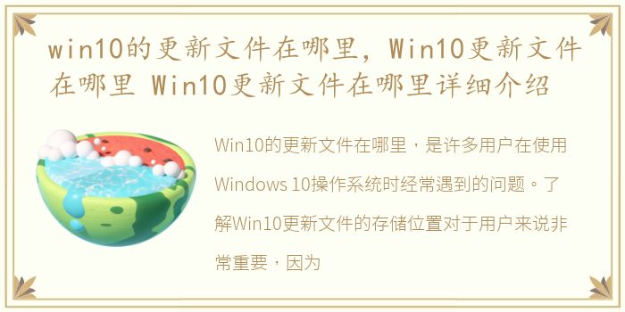 win10的更新文件在哪里，Win10更新文件在哪里 Win10更新文件在哪里详细介绍