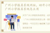 广州小学报名系统网址，幼升小经验分享：广州小学报名系统怎么用