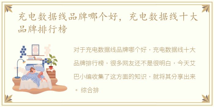 充电数据线品牌哪个好，充电数据线十大品牌排行榜