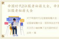 帝国时代2征服者秘籍大全，帝国时代2：征服者秘籍大全
